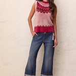 Tribal Audrey Palazzo Jeans with Printed Cuffs & Pearl Belt Charm | Blue Iris - Juli's Wearable Art