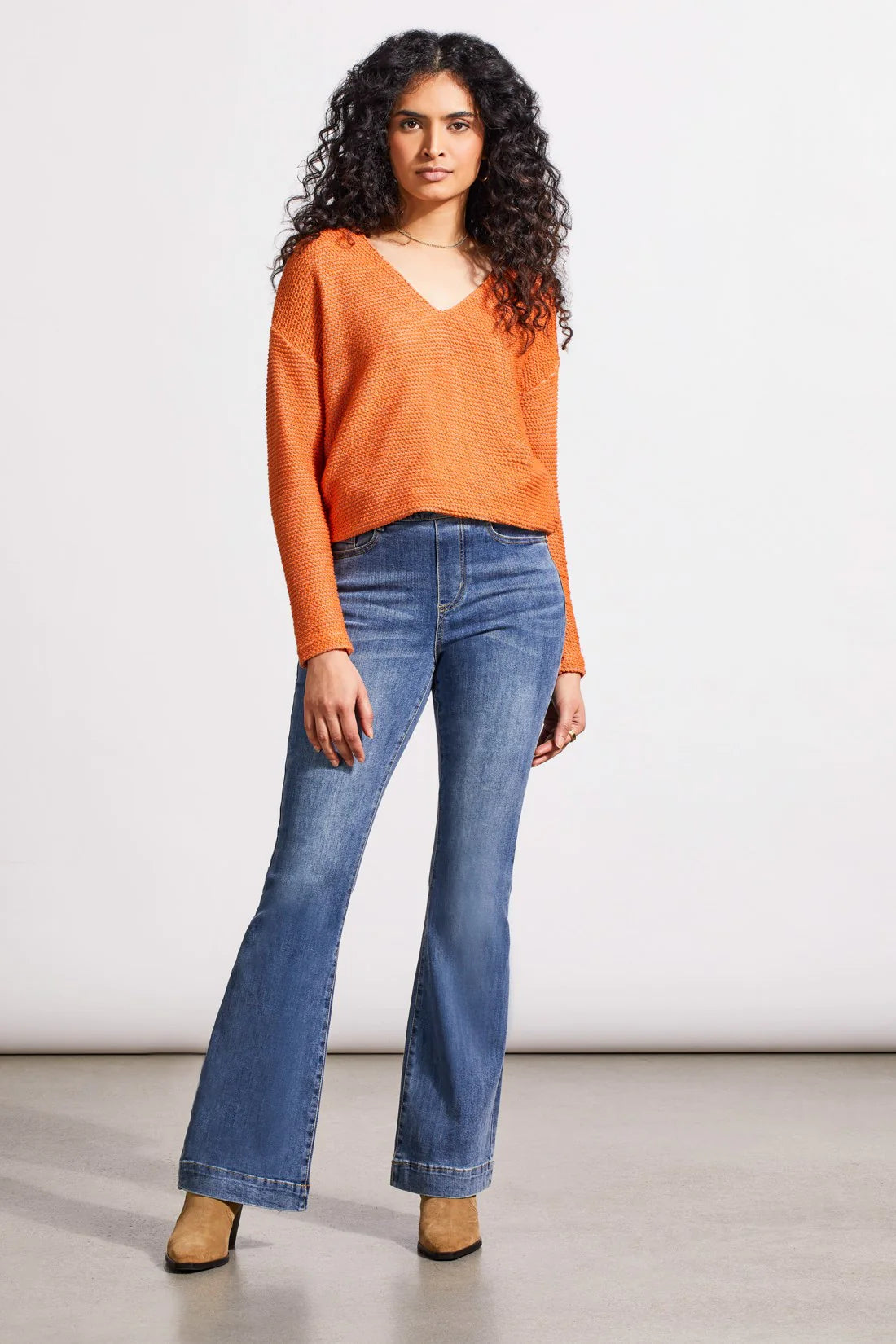 Tribal Audrey Pull-on Flare Jeans with Five Pockets