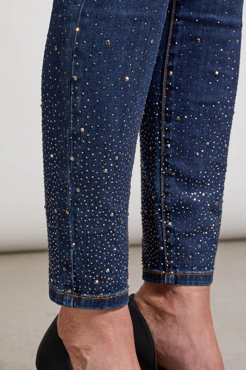 Tribal Audrey Pull-On Rhinestone Comfort Jeans