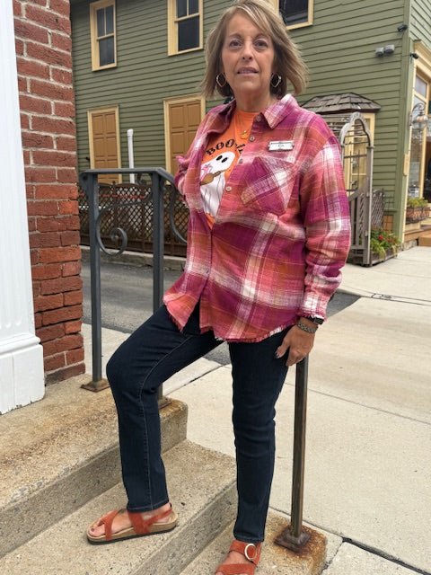 Tribal Audrey Pull - On Slim Ankle Pants with Glitters – Gold Denim Dark Rinse - Juli's Wearable Art