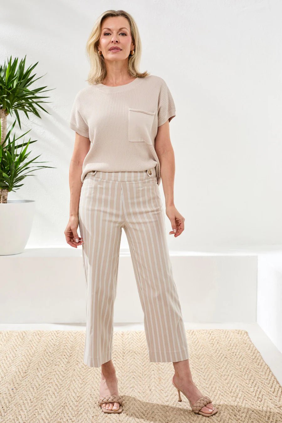 Tribal Bengaline Stripe Pull-On Capri Pants | Beach