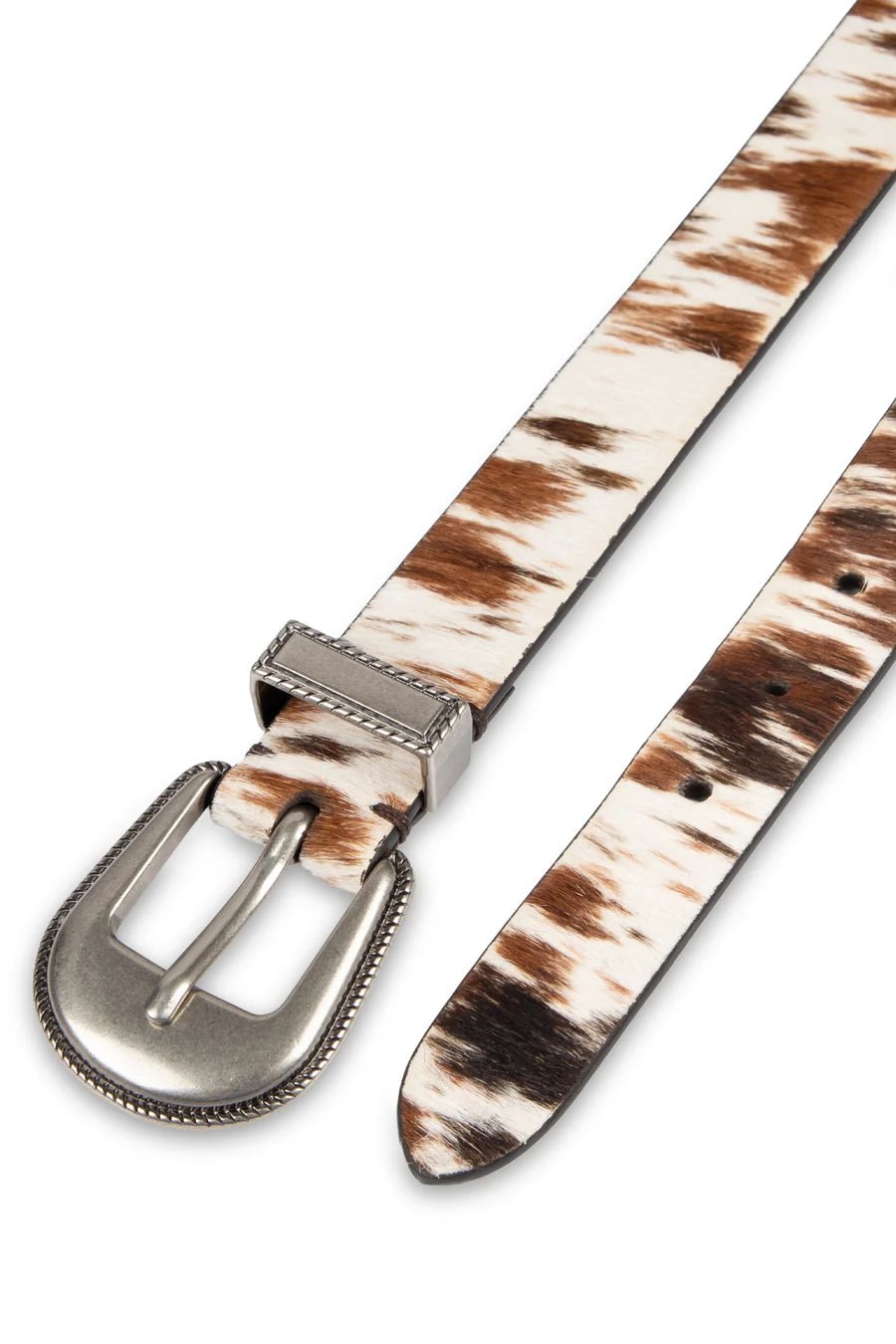 Tribal Billy Cow Print Haircalf Double Buckle Belt - Juli's Wearable Art