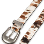 Tribal Billy Cow Print Haircalf Double Buckle Belt - Juli's Wearable Art