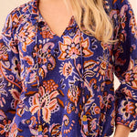 Tribal Blouse with Fancy Embroidery & Tassel | Electric Blue - Juli's Wearable Art