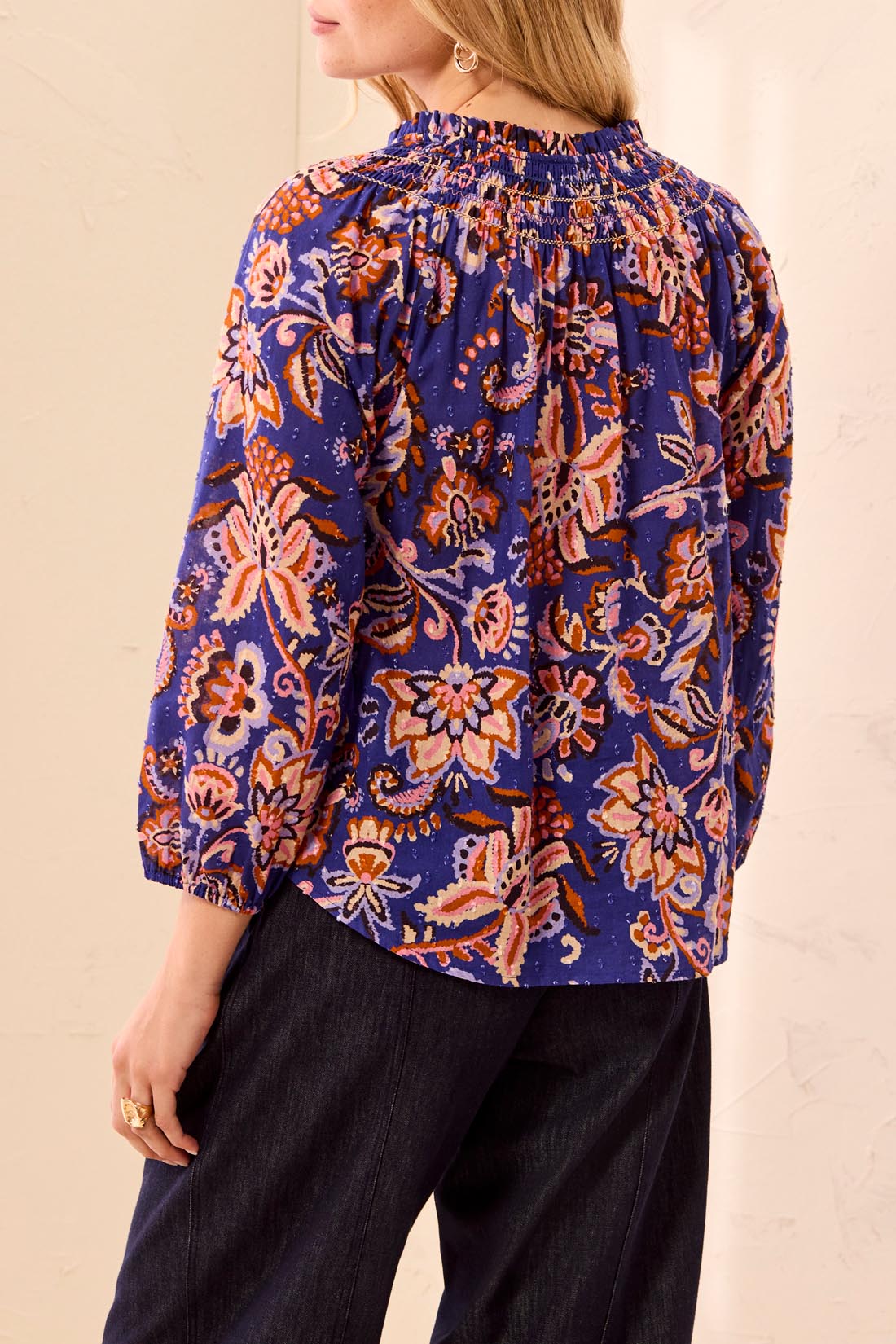 Tribal Blouse with Fancy Embroidery & Tassel | Electric Blue - Juli's Wearable Art