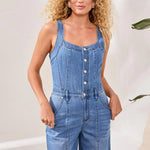 Tribal Blue Thread Tencel Wide Leg Jumpsuit | Amalfi Coast - Juli's Wearable Art