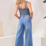 Tribal Blue Thread Tencel Wide Leg Jumpsuit | Amalfi Coast - Juli's Wearable Art