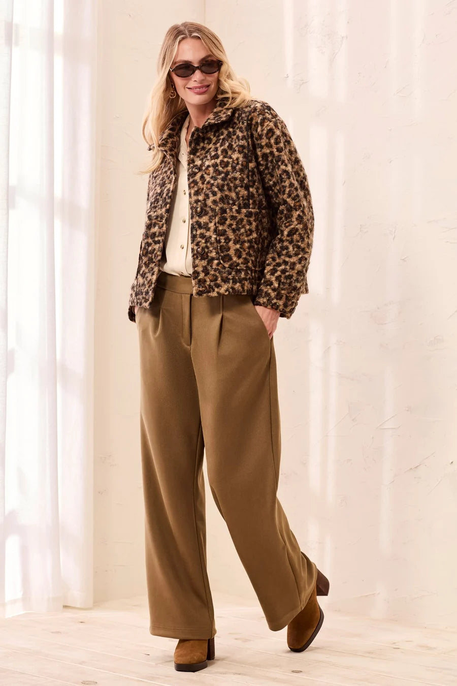 Tribal Bouclé Button Front Animal Print Jacket | Hickory