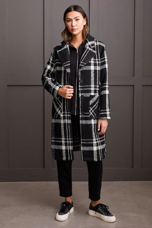 Tribal Boucle Plaid Duster Coat