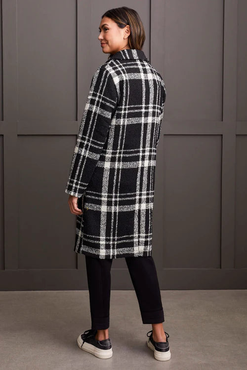 Tribal Boucle Plaid Duster Coat