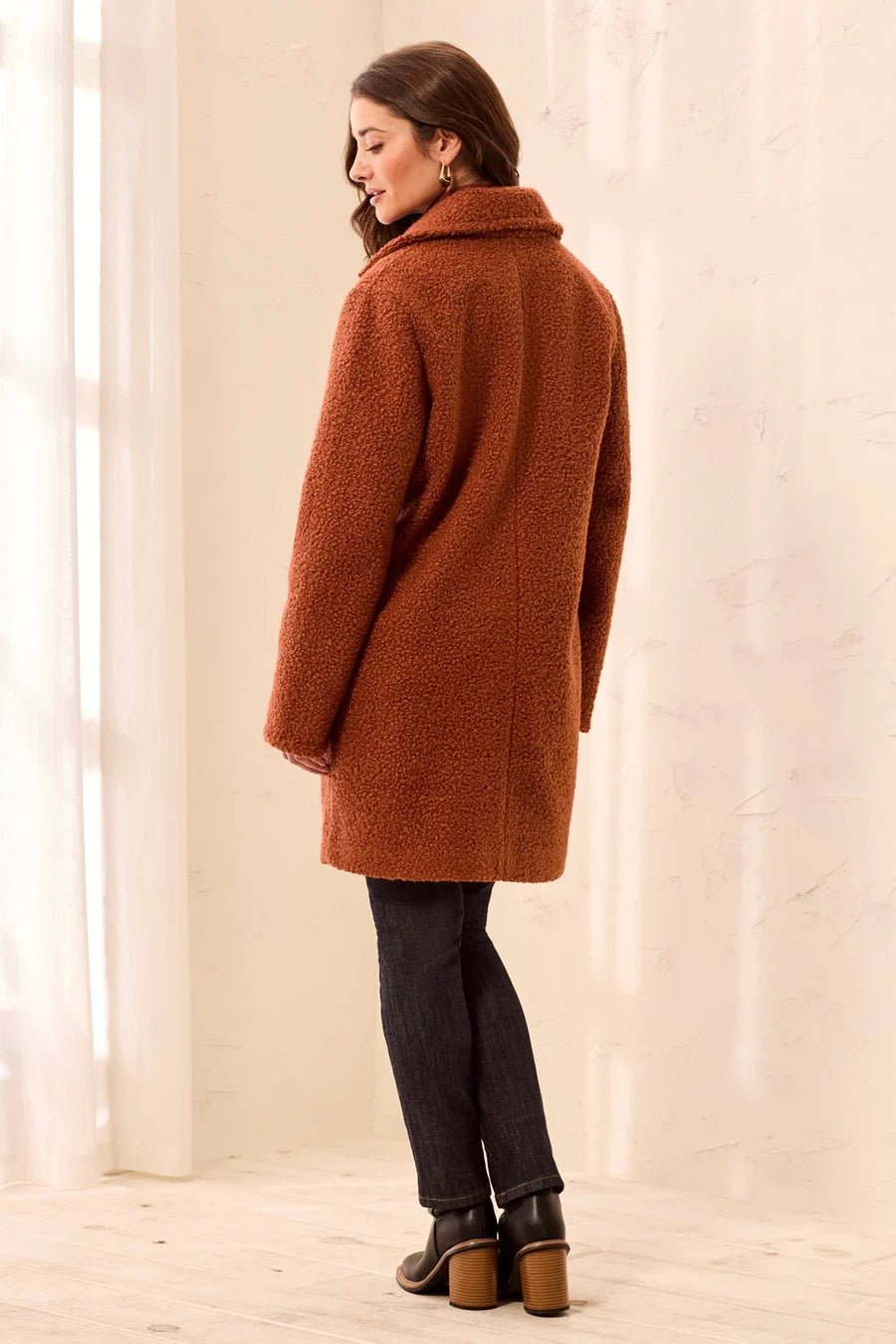 Tribal Bouclé Single-Breasted Button-Front Coat | Maple - Juli's Wearable Art