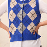 Tribal Button-Front Argyle Sweater Vest | Cobalt - Juli's Wearable Art