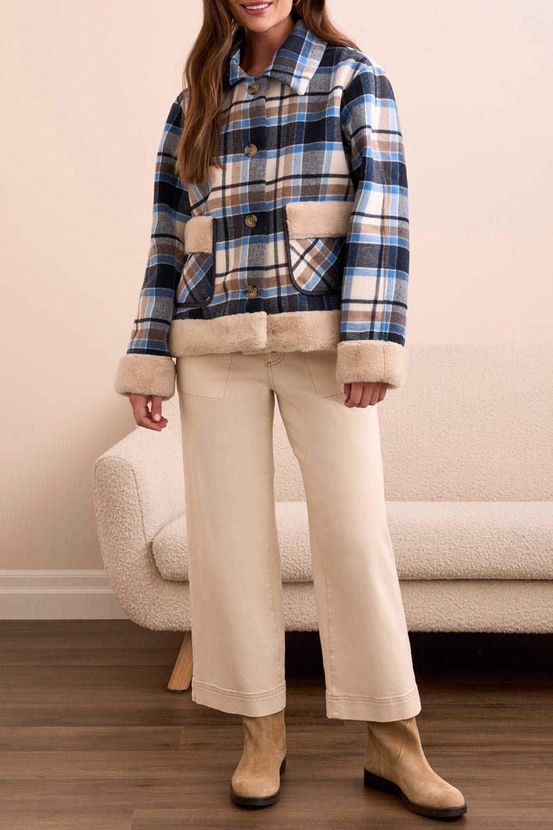 Tribal Button Front Plaid Jacket - Juli's Wearable Art