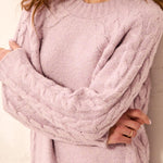 Tribal Cable Detail Crew Neck Sweater | Violet Ice - Juli's Wearable Art