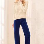 Tribal Cable Knit Mock Neck Special Wash Sweater | Antique White - Juli's Wearable Art