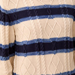 Tribal Cable Knit Stripe Crew Neck Cotton Sweater | Stellar - Juli's Wearable Art