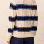 Tribal Cable Knit Stripe Crew Neck Cotton Sweater | Stellar - Juli's Wearable Art