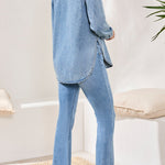 Tribal Classic Denim Shirt with Roll - Up Sleeves - Juli's Wearable Art
