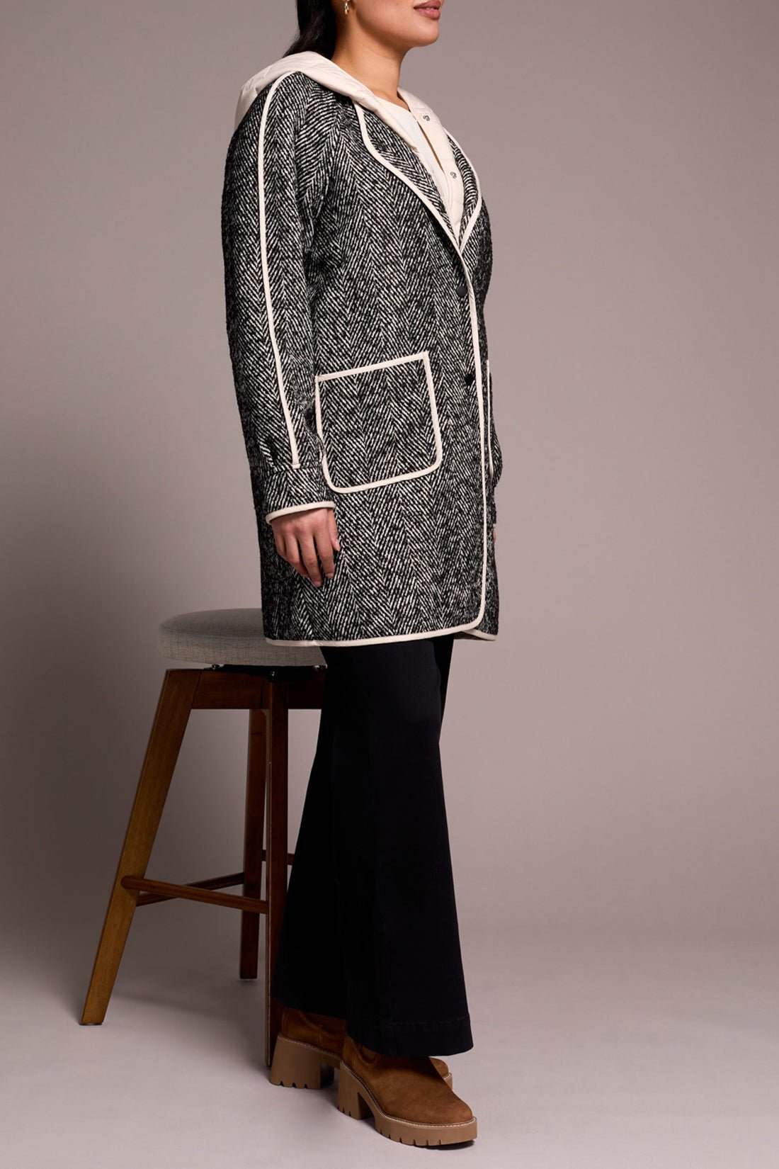 Tribal Coat with Foller Hood – Charcoal - Juli's Wearable Art