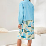 Tribal Comfort Stretch Denim Button - Front Jacket | Aqua Sky - Juli's Wearable Art