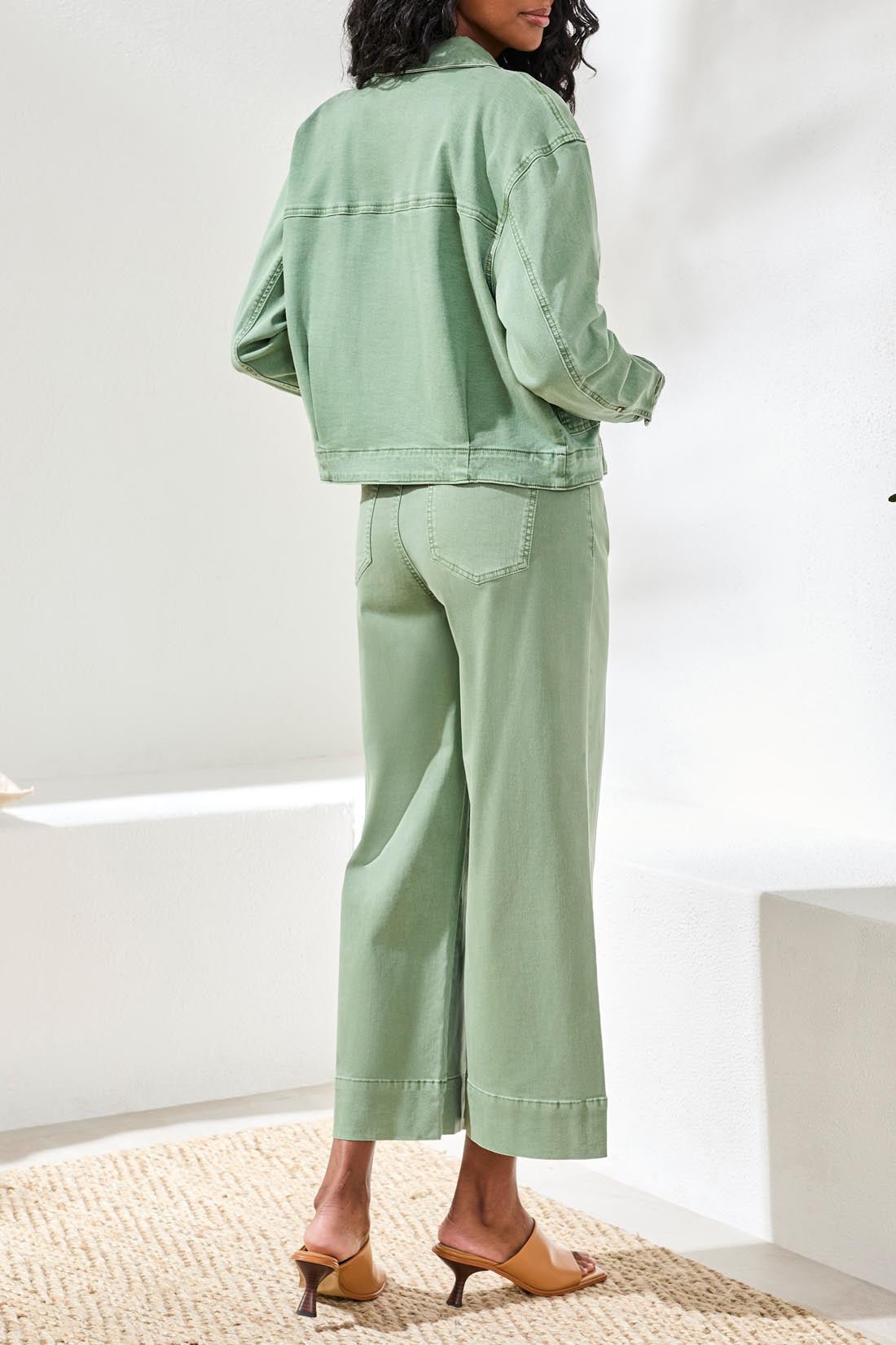 Tribal Comfort Stretch Denim Button - Front Jacket | Moss - Juli's Wearable Art