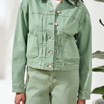 Tribal Comfort Stretch Denim Button - Front Jacket | Moss - Juli's Wearable Art