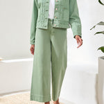 Tribal Comfort Stretch Denim Button - Front Jacket | Moss - Juli's Wearable Art