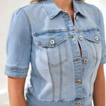 Tribal Comfort Stretch Elbow - Sleeve Denim Jacket | Desert Sky - Juli's Wearable Art
