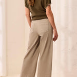 Tribal Comfort Stretch High Rise Palazzo Pants | Dry Sand - Juli's Wearable Art