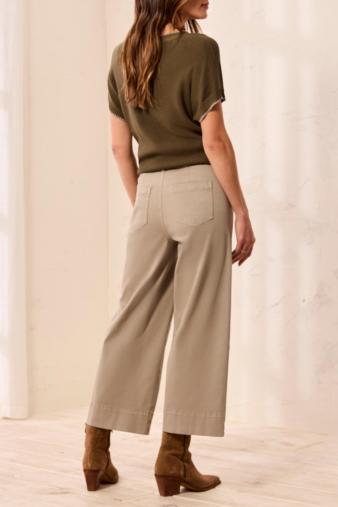 Tribal Comfort Stretch High Rise Palazzo Pants | Dry Sand - Juli's Wearable Art