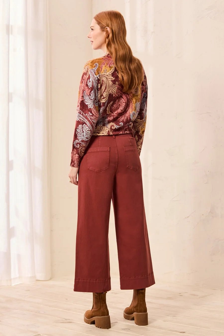 Tribal Comfort Stretch High Rise Palazzo Pants | Henna - Juli's Wearable Art