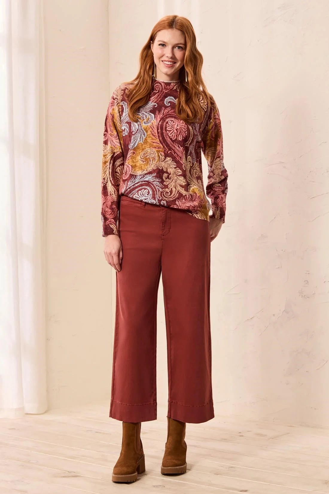 Tribal Comfort Stretch High Rise Palazzo Pants | Henna - Juli's Wearable Art