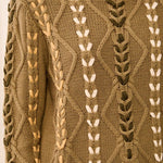 Tribal Contrast Lace-Up Cable Knit Crew Neck Sweater | Aloe - Juli's Wearable Art