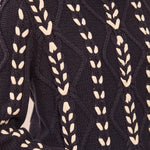 Tribal Contrast Lace-Up Cable Knit Crew Neck Sweater | Sapphire - Juli's Wearable Art