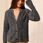Tribal Cotton Marbled Notch Neck Button Cardigan | Black - Juli's Wearable Art