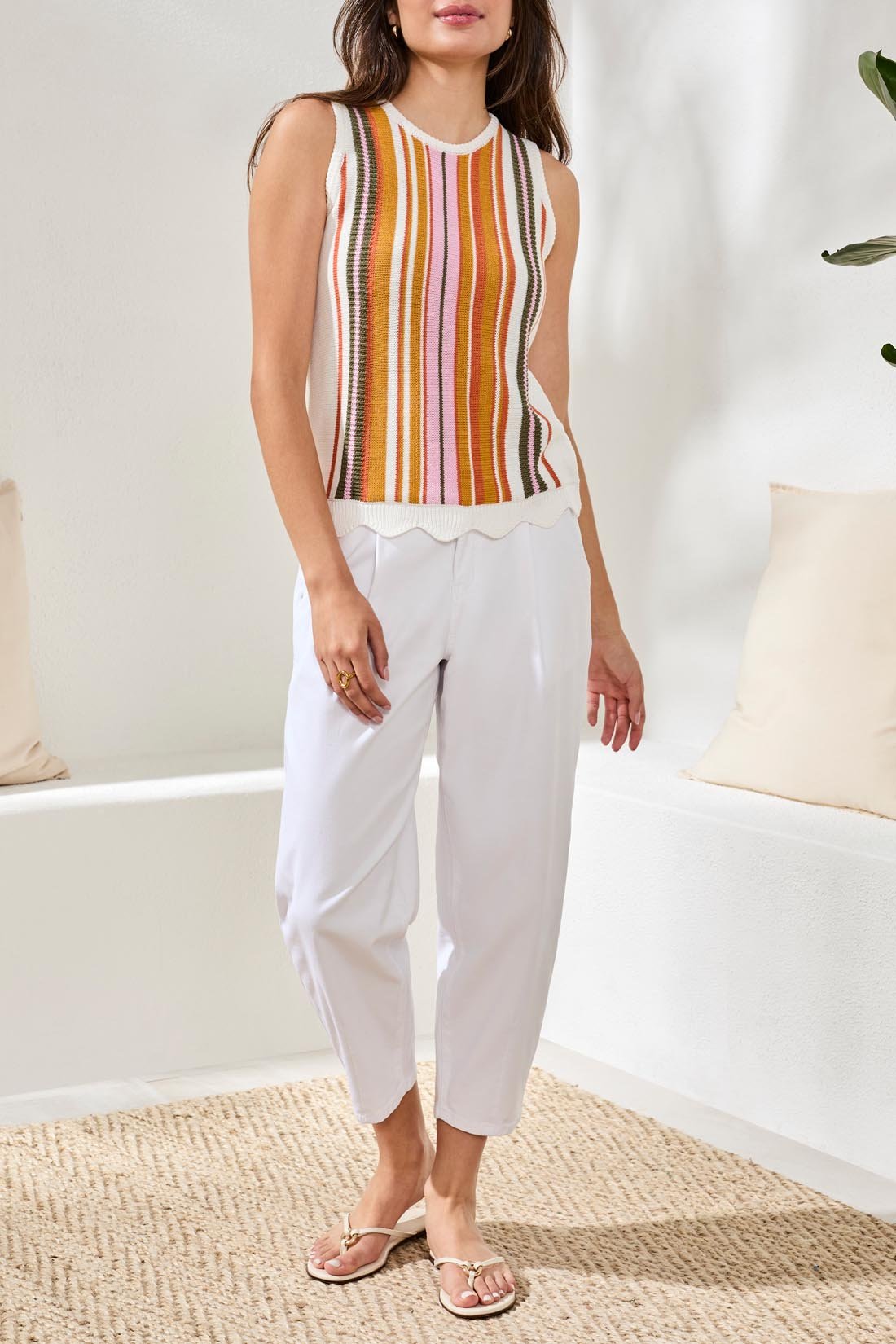 Tribal Crew Neck Sleeveless Sweater - Juli's Wearable Art