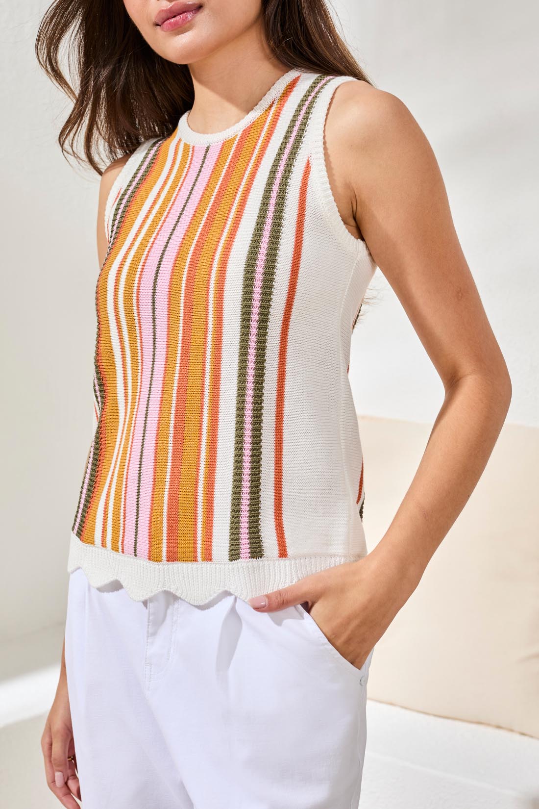 Tribal Crew Neck Sleeveless Sweater - Juli's Wearable Art