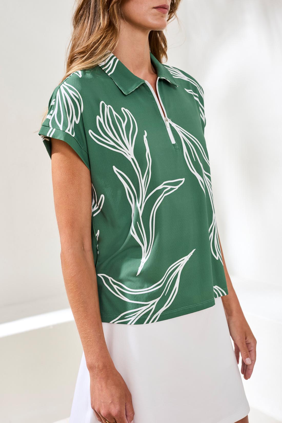 Tribal Dolman Polo Top | Greenery