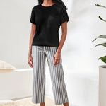Tribal Dolman Short Sleeve Ribbed Knit Top with Pocket | Black - Juli's Wearable Art