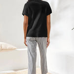 Tribal Dolman Short Sleeve Ribbed Knit Top with Pocket | Black - Juli's Wearable Art