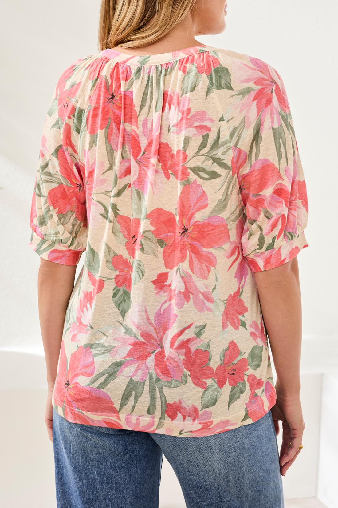 Tribal Elbow Sleeve Henley Top - Juli's Wearable Art