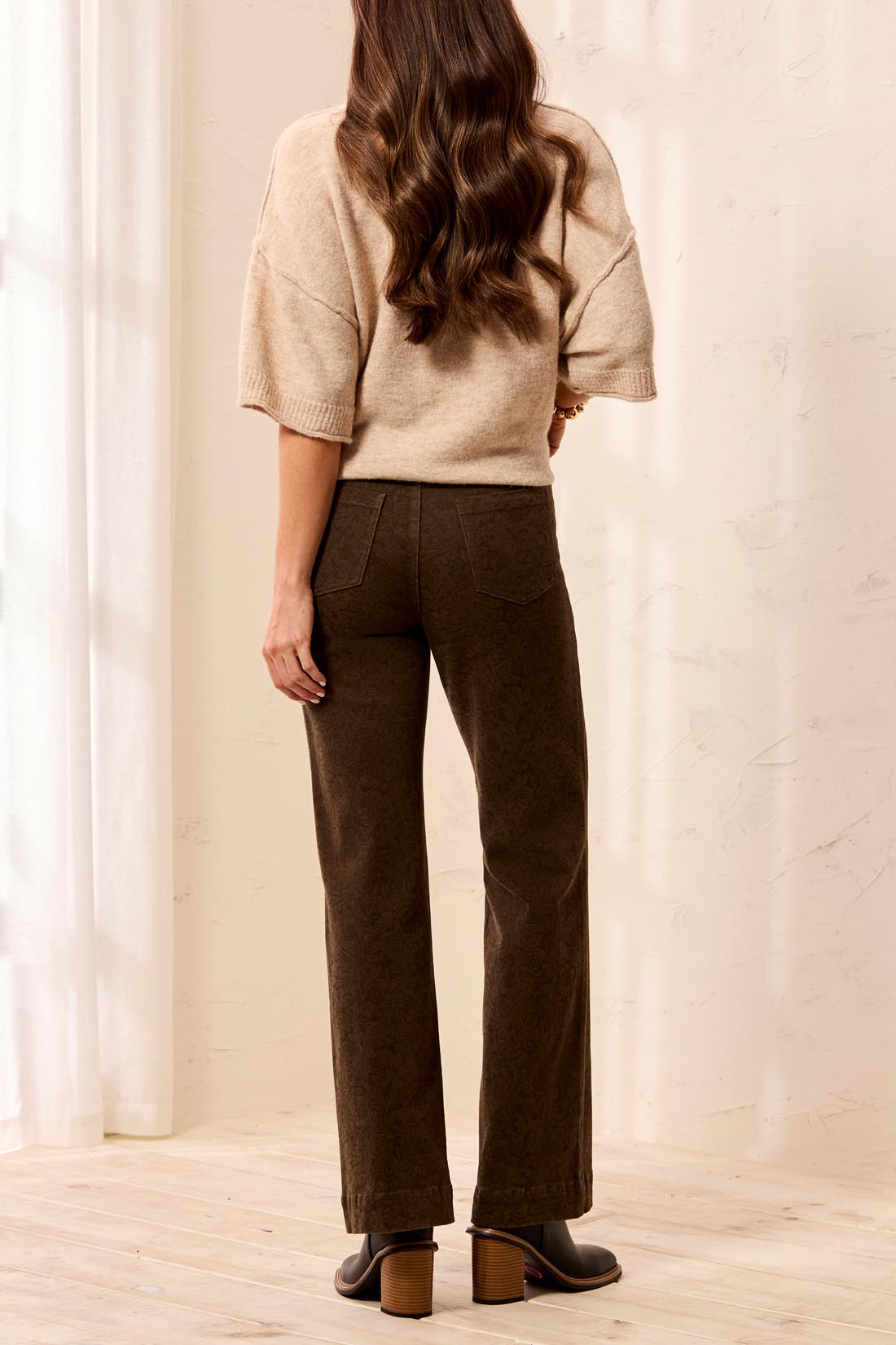 Tribal Embossed Wide Leg Pants | Dark Basil - Juli's Wearable Art