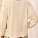 Tribal Embroidered 3/4 Sleeve Notch Neck Top | Moonstone - Juli's Wearable Art