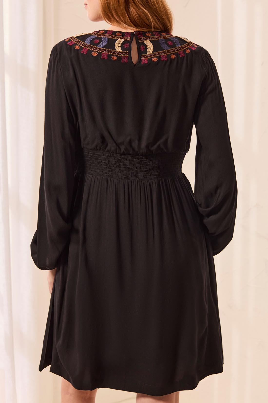 Tribal Embroidered V-Neck Empire Waist Dress - Juli's Wearable Art