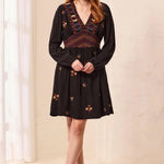 Tribal Embroidered V-Neck Empire Waist Dress - Juli's Wearable Art