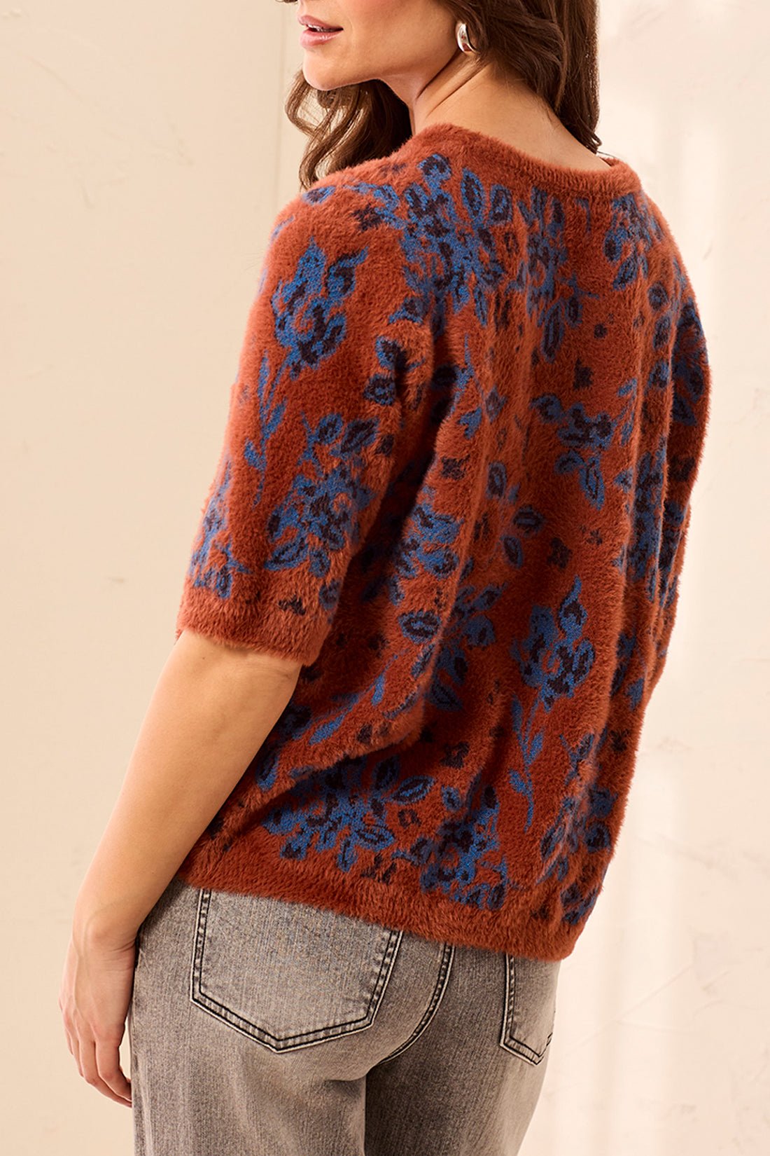 Tribal Eyelash Knit Elbow Sleeve Sweater | Maple - Juli's Wearable Art