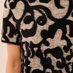Tribal Eyelash Yarn Short Sleeve Mock Neck Sweater Dress - Juli's Wearable Art
