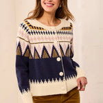 Tribal Fair Isle Button Front Sweater Cardigan | Sapphire - Juli's Wearable Art