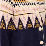Tribal Fair Isle Button Front Sweater Cardigan | Sapphire - Juli's Wearable Art
