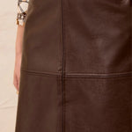 Tribal Faux Leather A-Line Mini Skirt | Dark Chocolate - Juli's Wearable Art